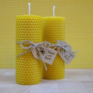 2.gab tītas bišu vaska sveces 13cm x 4.5cm