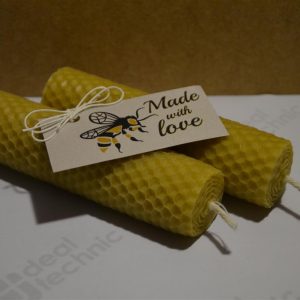 2.gab tītas bišu vaska sveces 13 cm x 3.3 cm